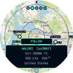 Aircraft detail panel with the FOLLOW button