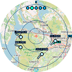 Radar over the OpenStreetMap street map