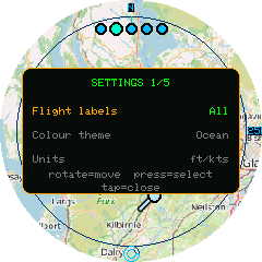 The settings menu
